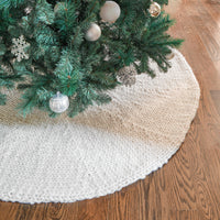 Cozy Chunky Knit Christmas Tree Skirt - Ivory, 60